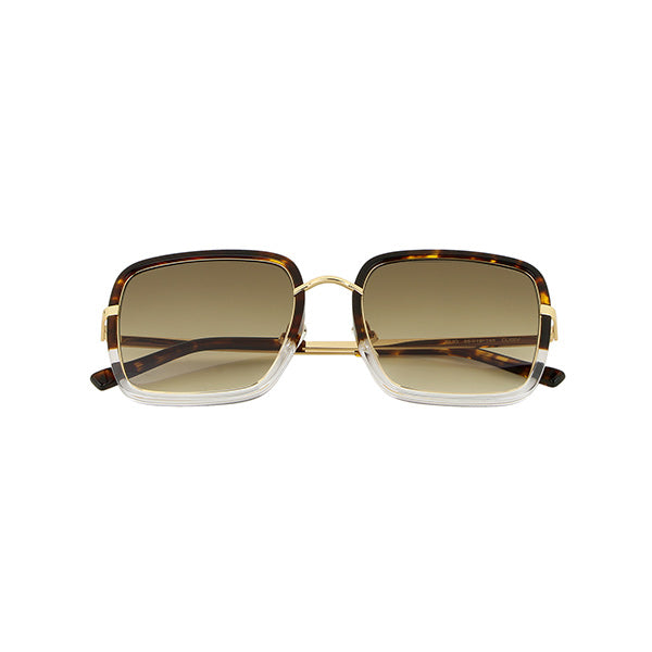 Clio Sunglasses <br> Gold Havana Frame <br> Gradient Tobacco Lenses