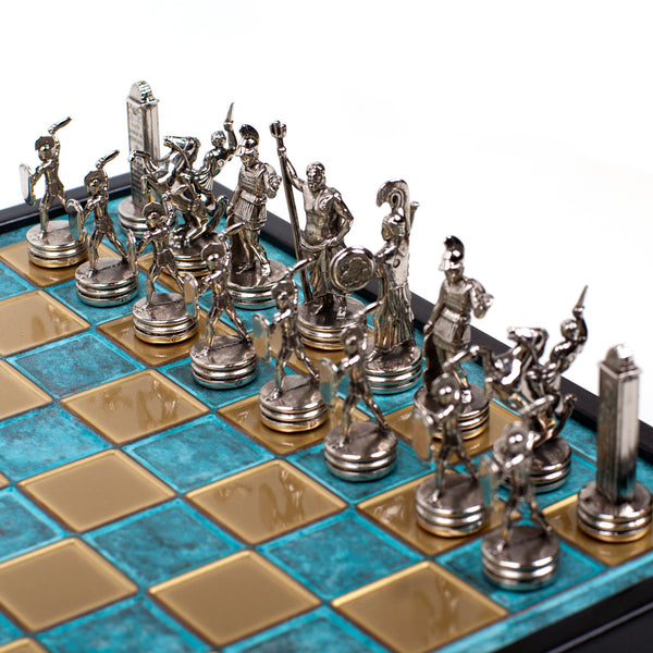 Chess Set <br> Greek Mythology on Wooden Box <br> (34 x 34) cm