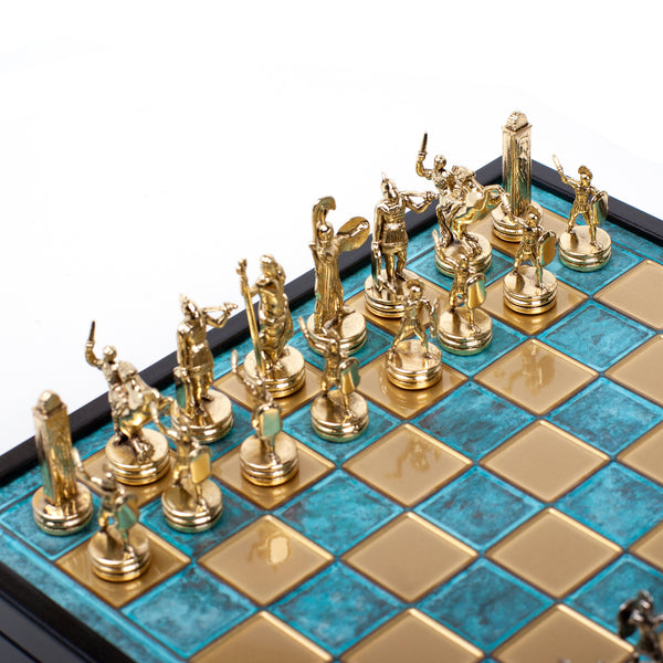 Chess Set <br> Greek Mythology on Wooden Box <br> (34 x 34) cm