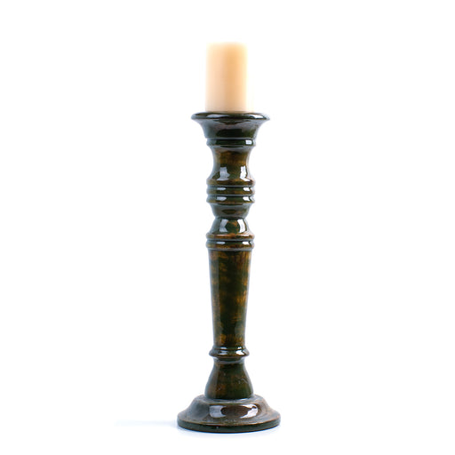 Wooden Candle Holder <br> Green <br> (Ø 15 x H 46) cm
