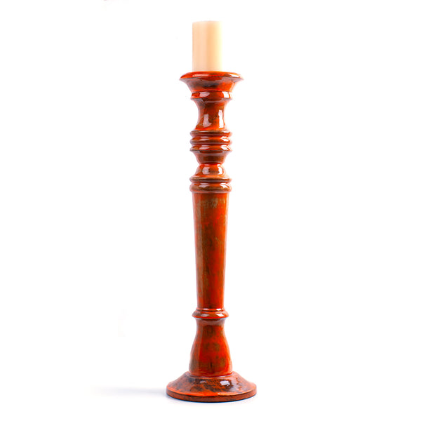 Wooden Candle Holder <br> Orange <br> (Ø 18 x H 61) cm