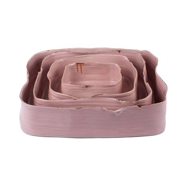 Wheel Square Bowl <br> Pink <br> (L 37 x W 36 x H 9) cm
