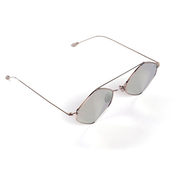 Rigaut Sunglasses <br> Silver Frame <br> Green Mirror Lenses