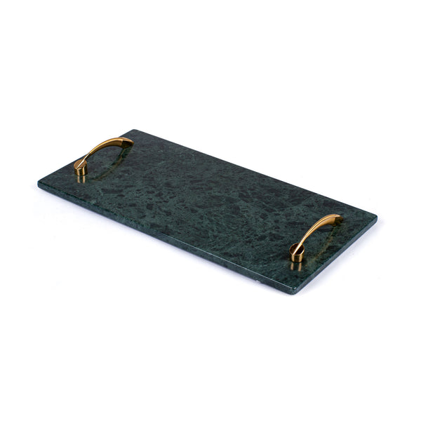 Marble Tray Rectangular with Handle <br> Green <br> (L 40 x W 20) cm