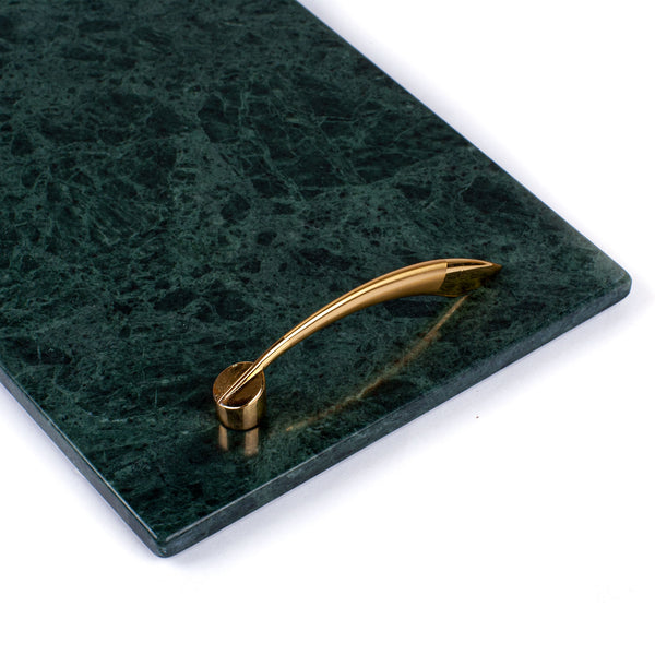Marble Tray Rectangular with Handle <br> Green <br> (L 40 x W 20) cm