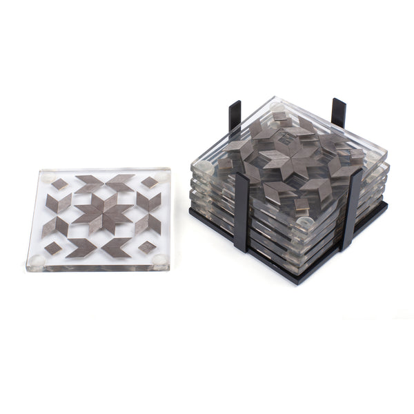 Clear Coasters <br> Silver <br> Set of 6