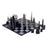Chess Set <br> Stainless Steel Special Edition <br> New York vs London with Black & White Wooden Board