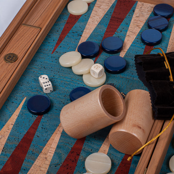 Turquoise Cork <br> Backgammon Set <br> (47 x 29) cm