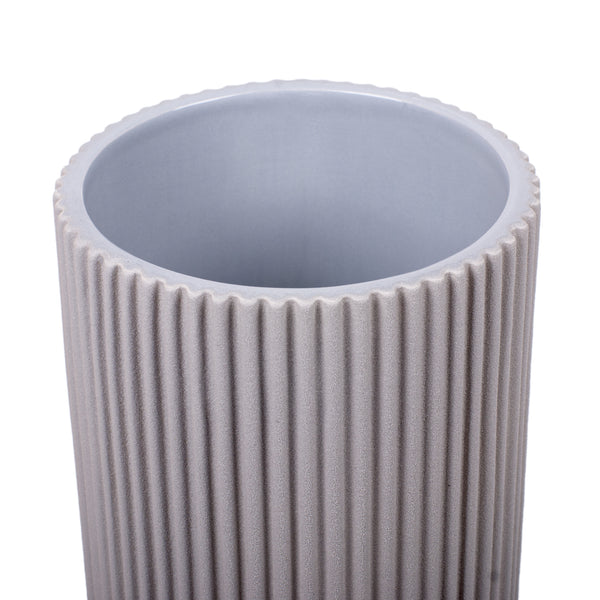 V-Groove Vase <br> Rough Concrete / Glossy Stone Grey <br> (H 35 cm)