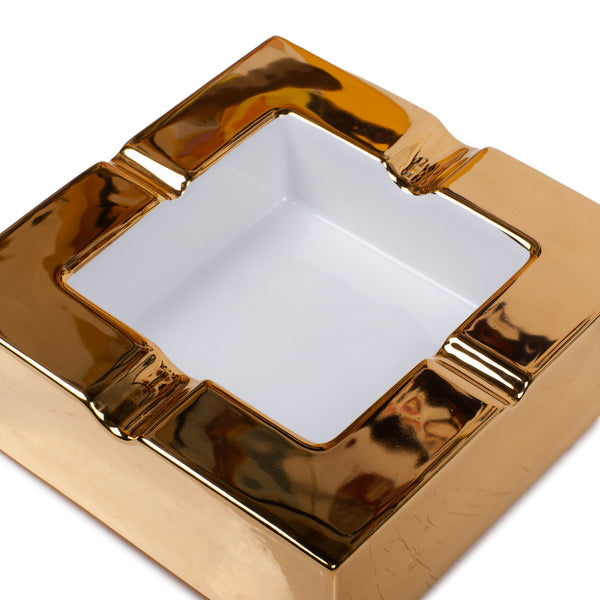 Don’t Be Too Square Ashtray <br> Glossy Gold & White