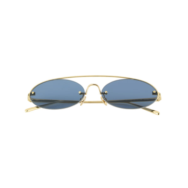 Du Champ Sunglasses <br> Gold Frame <br> Blue Lenses