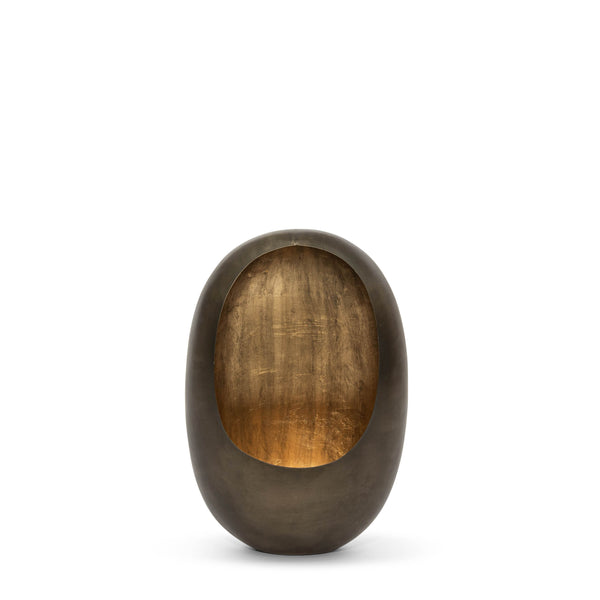 Standing Egg Candle Holder <br> Nickel and Gold <br> (L 25 x W 15 x H 38) cm