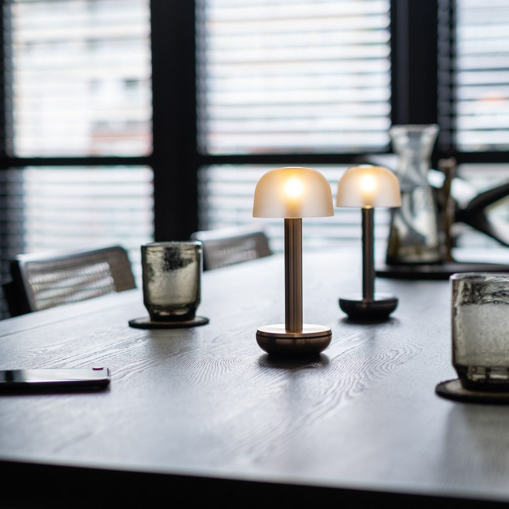 Humble Two Rechargeable Table Lamp Titanium Body & Frosted Shade
