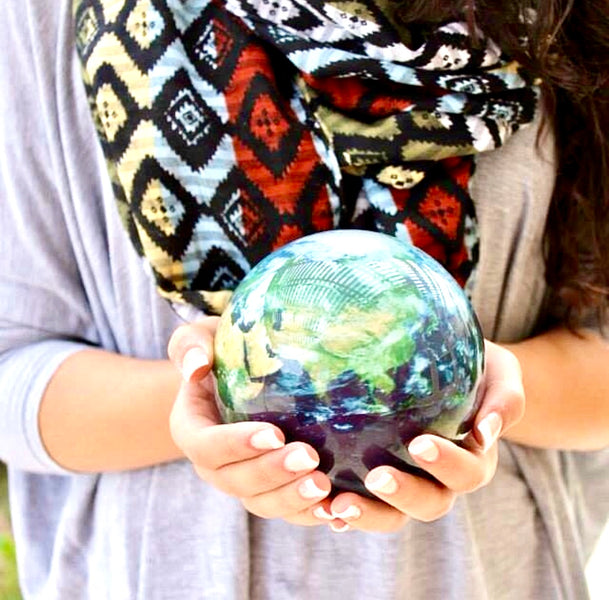 Globe <br> Blue Earth with Clouds <br> (Ø 12 x H 18) cm