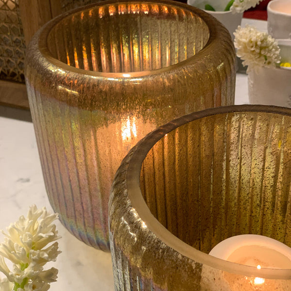 Lustre Candle Holder & Vase <br> Gold <br> (D 18 x H 22) cm