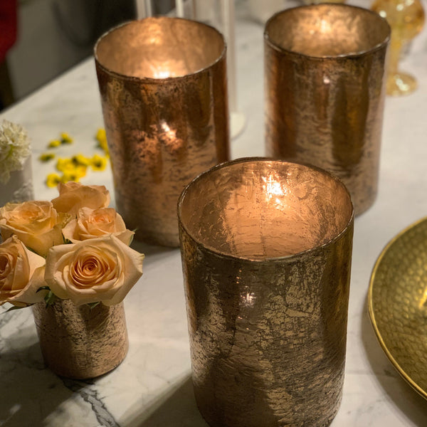 Candle Holder & Vase <br> Gold <br> (Ø 8 x H 10) cm