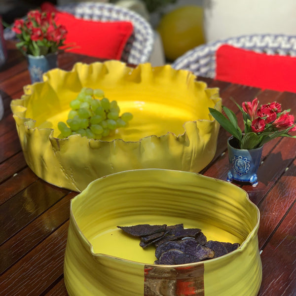 Fluffy Bowl <br> Yellow <br> (L 40 x W 40 x H 11) cm