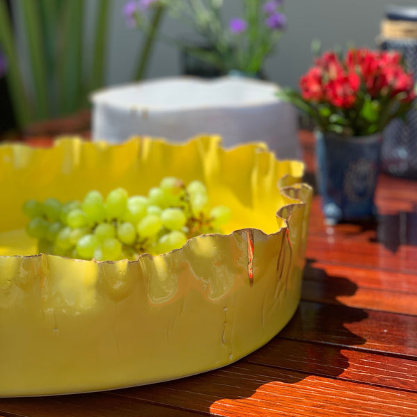 Fluffy Bowl <br> Yellow <br> (L 40 x W 40 x H 11) cm