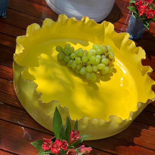 Fluffy Bowl <br> Yellow <br> (L 40 x W 40 x H 11) cm