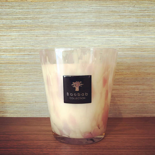 Pearls White Candle<br> Musk and Jasmine <br> (H 8) cm