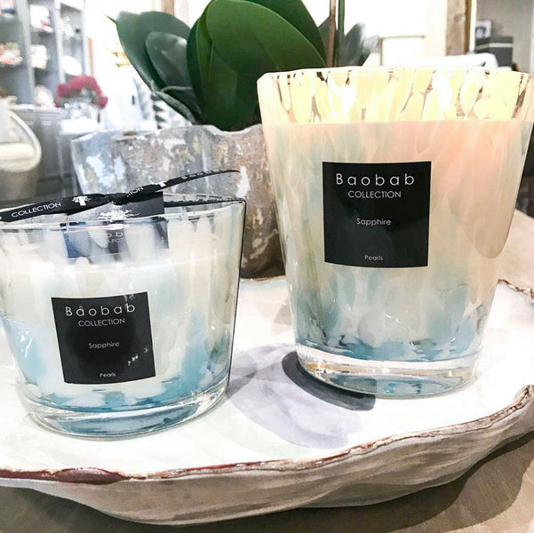 Pearls Sapphire Candle<br> Seaweed and Myrtle<br> (H 35) cm