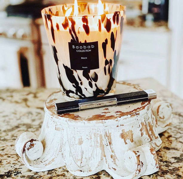 Pearls Black Candle<br> Rose and Ginger<br> (H 8) cm