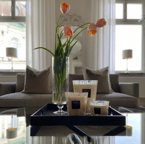 Pearls White Candle<br> Musk and Jasmine <br> (H 8) cm