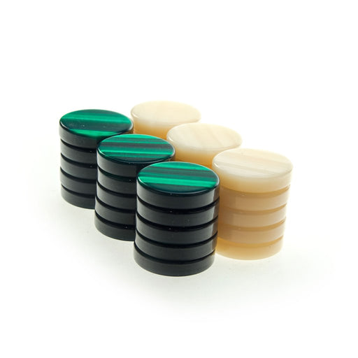 Mother of Pearl Acrylic Checker <br> Green and White