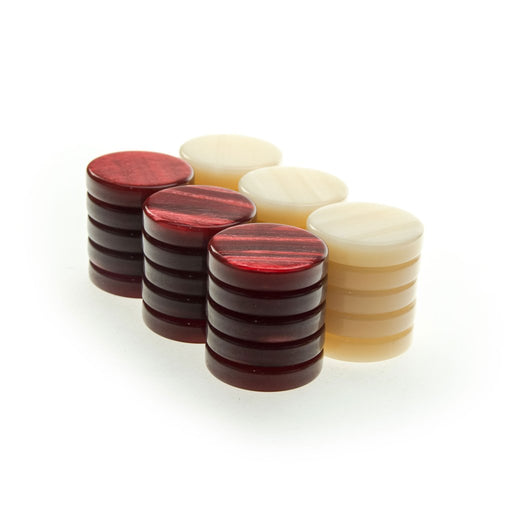 Mother of Pearl Acrylic Checker <br> Red and White