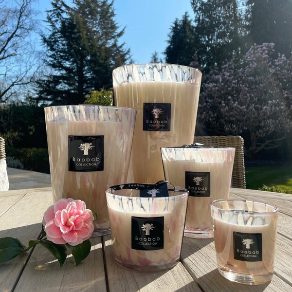 Pearls White Candle<br> Musk and Jasmine <br> (H 8) cm