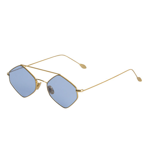 Rigaut Sunglasses <br> Gold Frame <br> Blue Pastel Lenses
