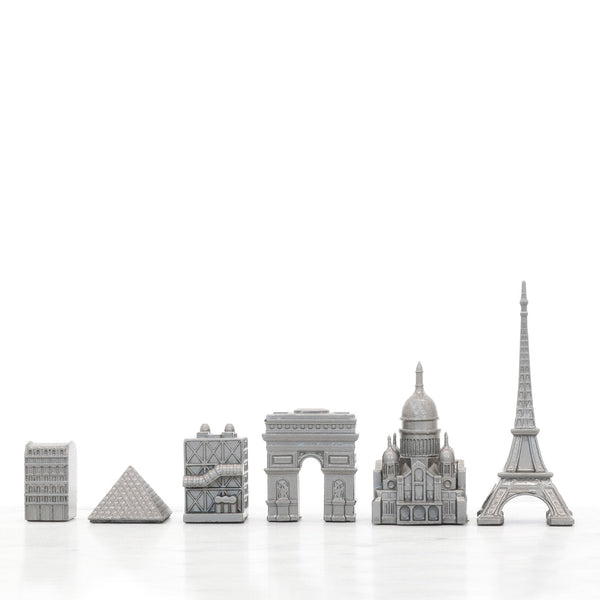 Chess Set <br> Stainless Steel Special Edition <br> Paris Edition with Marble Hatch Board