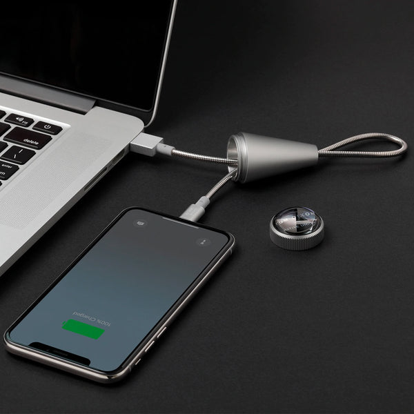 Silver Cone Cable <br> Native Union x Tom Dixon <br> USB-A to Lightning