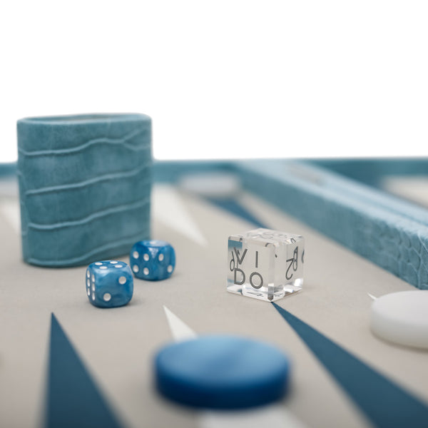 Blue Alligator
 <br> Backgammon Set with Handle <br> 
(L 52 x W 36) cm