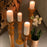 Orange Wooden Candleholder <br> Set of 3