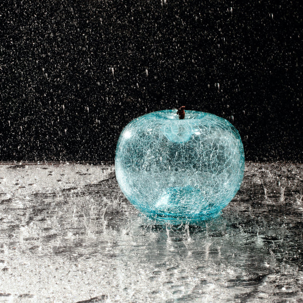 Apple Crackled Glass Transparences <br> Aquamarin <br> (Ø 30 x H 26) cm