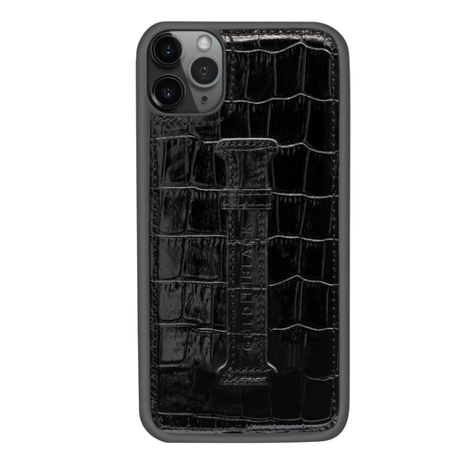 Croco Black <br> iPhone 11 Pro Max Case <br> with Finger Holder