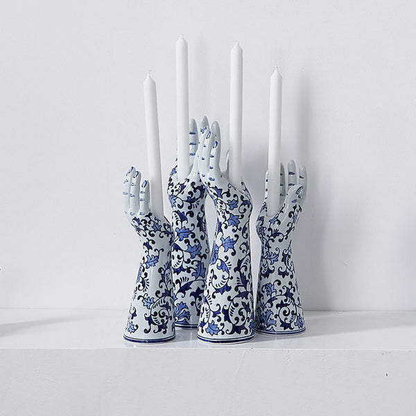 Hands Up Candle Holder <br> (L 10.5 x W 10 x H 38.5) cm
