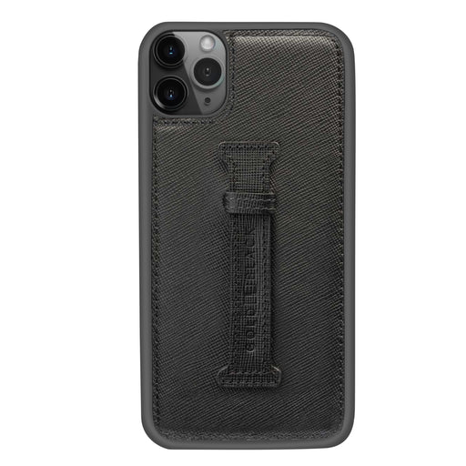 Saffiano Black <br> iPhone 11 Pro Max Case <br> with Finger Holder