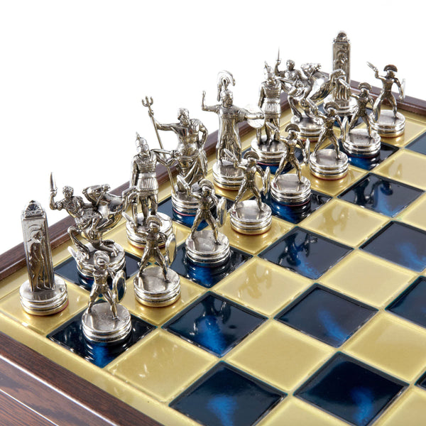 Chess Set <br> Greek Mythology on Wooden Box <br> (34 x 34) cm