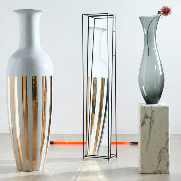 Pillar Marble Look Side Table <br> (L 33 x W 33 x H 76) cm