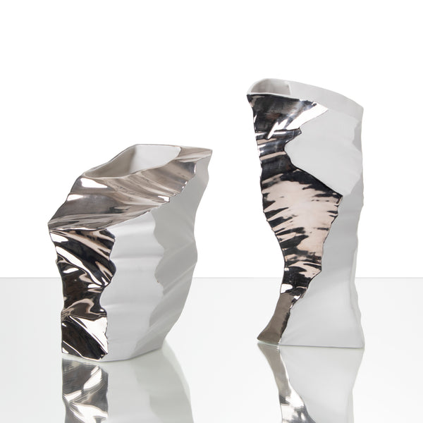 Artika 3 Spark Vase <br> Platinum <br> (L 14 x W 7 x H 29) cm